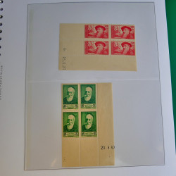 Lot de timbres de France en bloc coin daté 1925-1955 neufs** en un album.