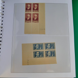 Lot de timbres de France en bloc coin daté 1925-1955 neufs** en un album.