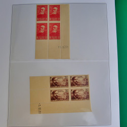 Lot de timbres de France en bloc coin daté 1925-1955 neufs** en un album.