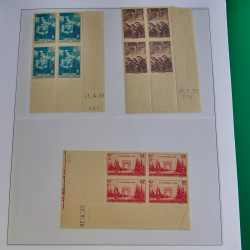 Lot de timbres de France en bloc coin daté 1925-1955 neufs** en un album.