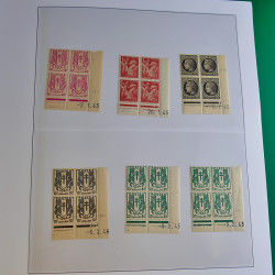 Lot de timbres de France en bloc coin daté 1925-1955 neufs** en un album.
