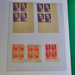 Lot de timbres de France en bloc coin daté 1925-1955 neufs** en un album.