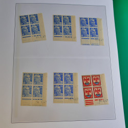 Lot de timbres de France en bloc coin daté 1925-1955 neufs** en un album.