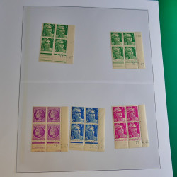 Lot de timbres de France en bloc coin daté 1925-1955 neufs** en un album.