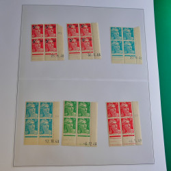 Lot de timbres de France en bloc coin daté 1925-1955 neufs** en un album.