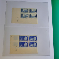 Lot de timbres de France en bloc coin daté 1925-1955 neufs** en un album.