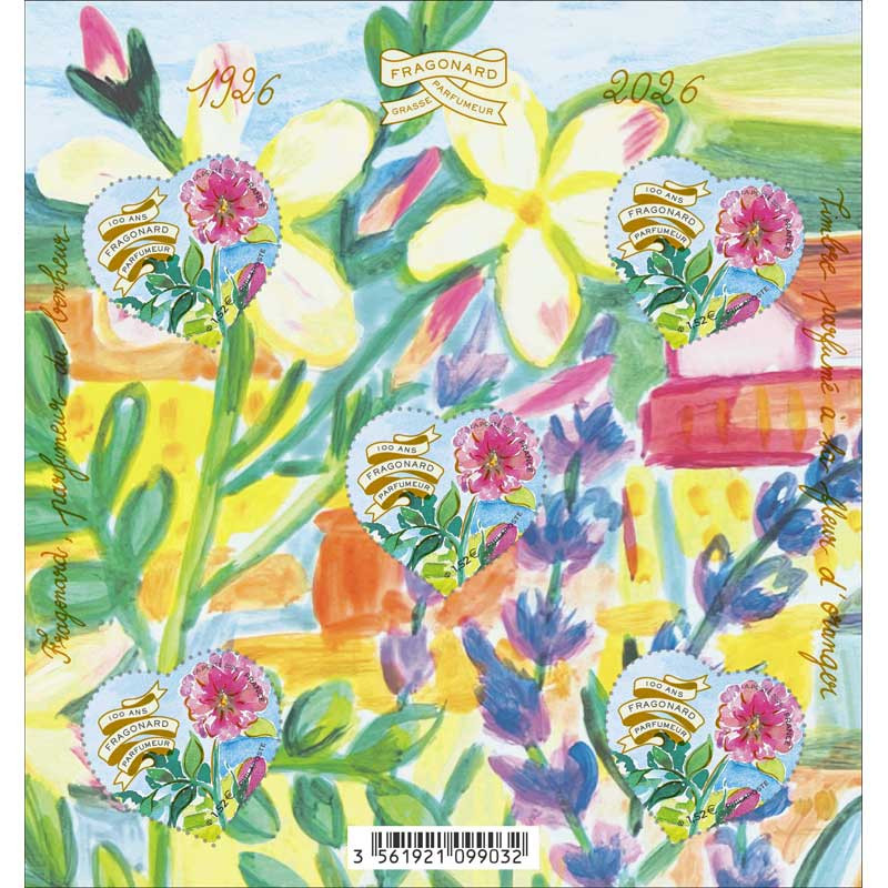 Bloc feuillet de timbres Cœur Fragonard olfactif neuf**.