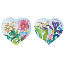 Timbres autoadhésifs olfactifs Cœurs Fragonard.