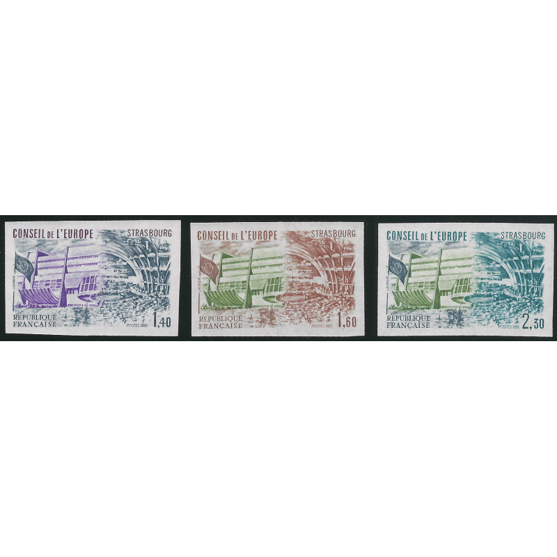 Conseil de l'Europe timbres de service N°65-67 série non dentelé neuf**.