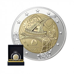 2 euros France 2024 - JO Paris Tour Eiffel polissage inversé en coffret BE.