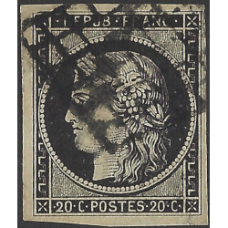 Cérès timbre de France N°3a oblitéré grille.