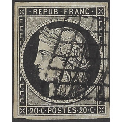 Cérès timbre de France N°3a oblitéré grille.