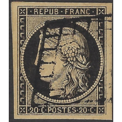 Cérès timbre de France N°3 oblitéré grille.