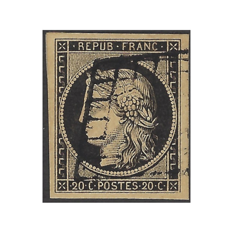 Cérès timbre de France N°3 oblitéré grille.