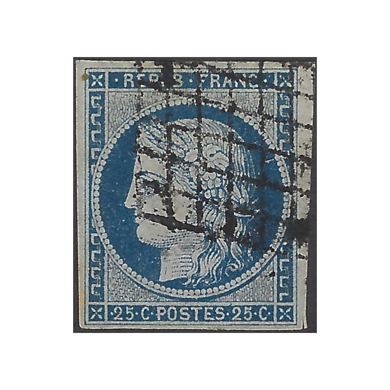 Cérès timbre de France N°4 oblitéré grille.