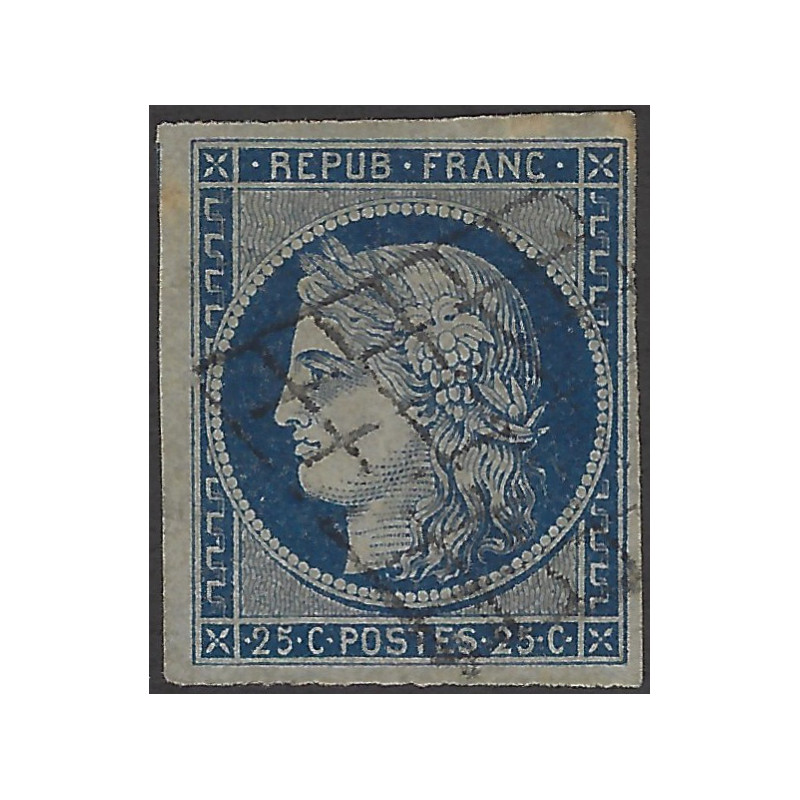 Cérès timbre de France N°4 oblitéré grille.
