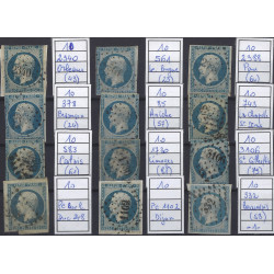 Présidence timbre de France N°10 lot de 12 ex. oblitérés losange petits chiffres.