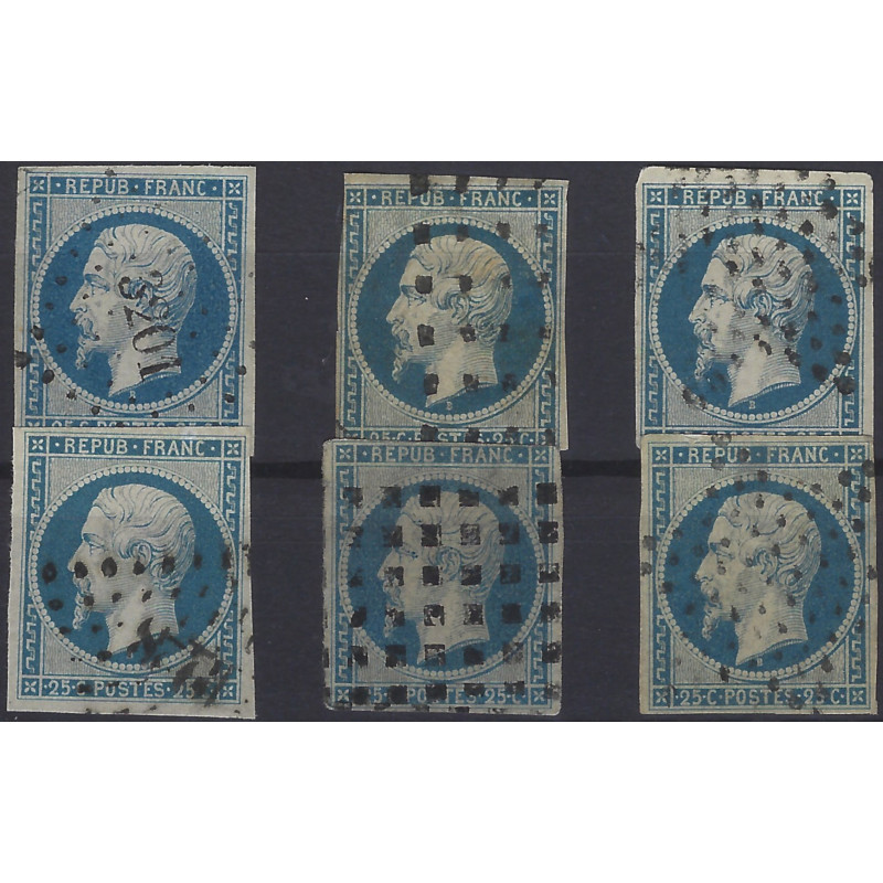 Présidence timbre de France N°10 lot de 6 ex. oblitérés pour étude.