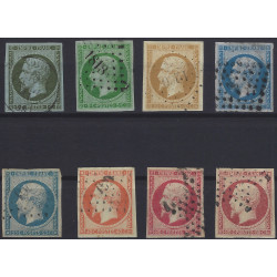 Empire non dentelé timbres de France N°11-17B série oblitéré.