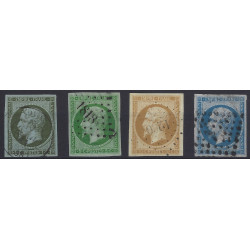 Empire non dentelé timbres de France N°11-17B série oblitéré.