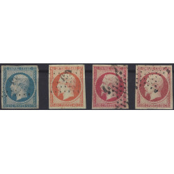 Empire non dentelé timbres de France N°11-17B série oblitéré.