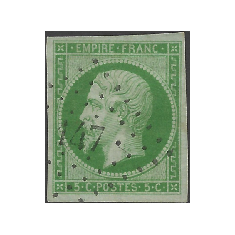 Empire non dentelé timbre de France N°12 oblitéré PC 447.