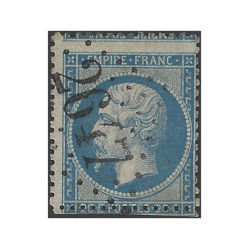 Empire dentelé timbre de France N°22b piquage tête-bêche oblitéré.
