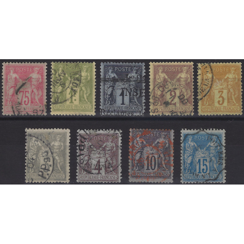 Sage timbres de France N°81-90 série oblitéré.