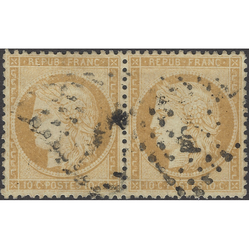 Cérès dentelé timbre de France N°36 paire oblitéré.