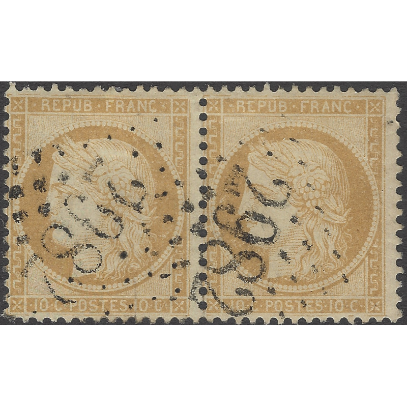 Cérès dentelé timbre de France N°36 paire oblitéré.