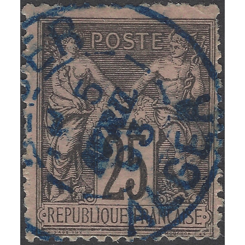 Sage timbre de France N°97 oblitéré cachet bleu Alger.