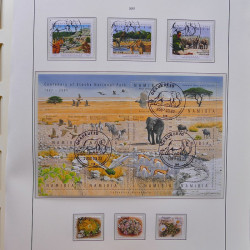 Collection timbres de Namibie 1990-2010 oblitérés dans album Leuchtturm.
