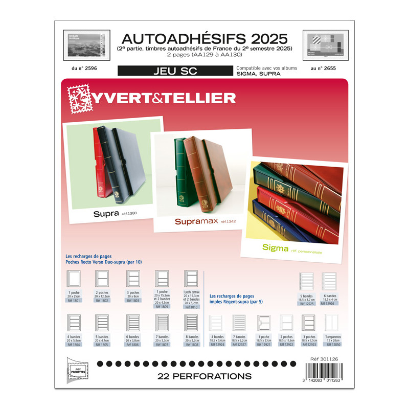 Jeux SC France timbres autoadhésifs 2025 deuxième semestre.