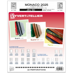 Jeux SC timbres de Monaco 2025 avec pochettes de protection.