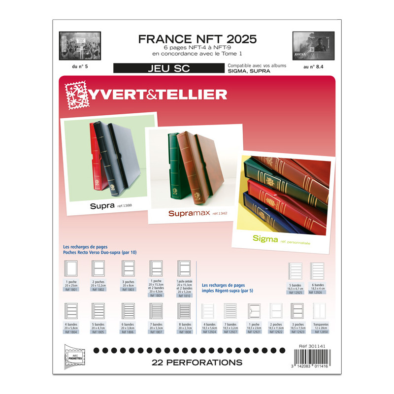 Jeux SC France timbres NFT 2025 avec pochettes de protection.