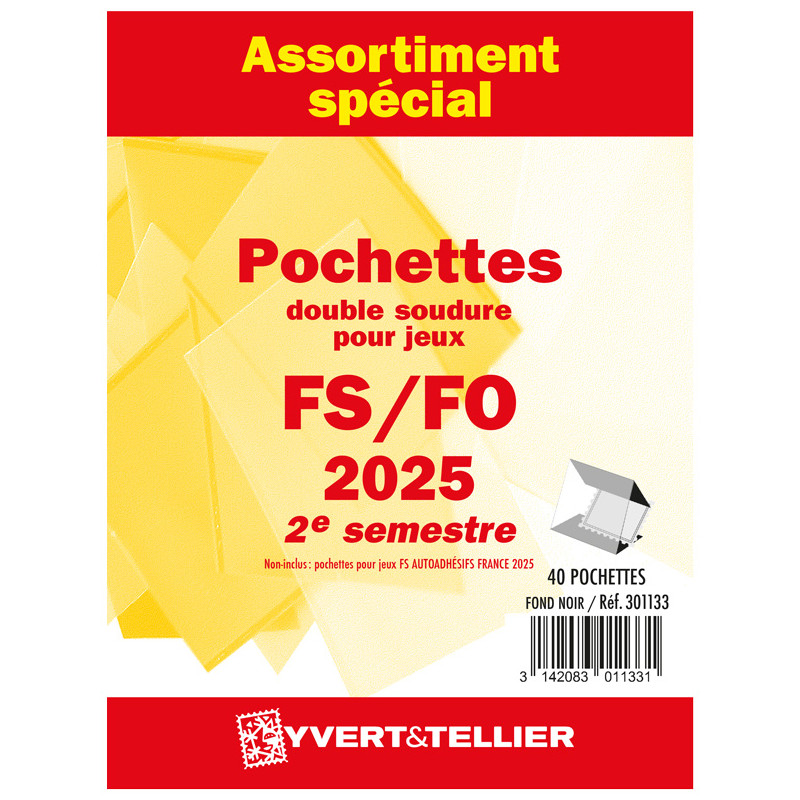 Assortiment de pochettes pour jeux FO/FS France 2025 deuxième semestre.
