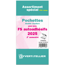 Assortiment de pochettes pour jeux timbres autoadhésifs FO/FS 2025 deuxième semestre.