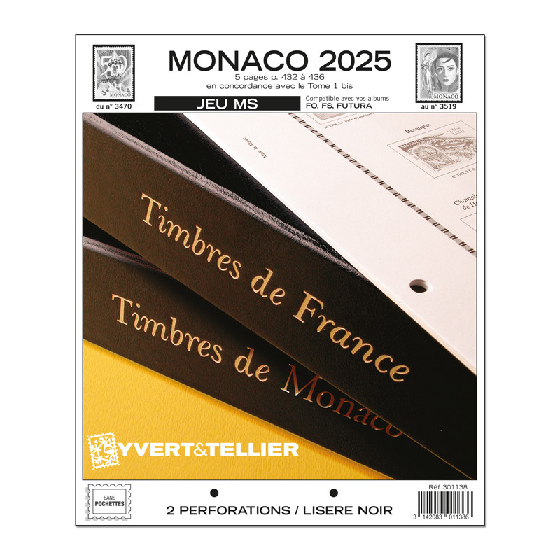 Jeux MS timbres de Monaco 2025 sans pochettes.