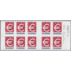 Carnet de 10 timbres autoadhésifs - Euro N°3215-C1c variété.