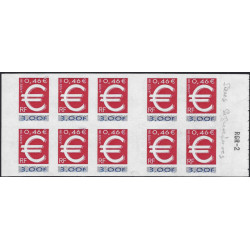 Carnet de 10 timbres autoadhésifs - Euro N°3215-C1c variété.