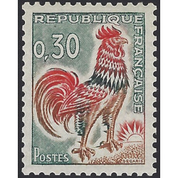Coq de Decaris timbre N°1331Ac roulette numéroté 000 neuf**.