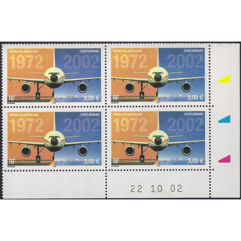 Timbre poste aérienne N°65 Airbus A300 bloc coin daté neuf**.