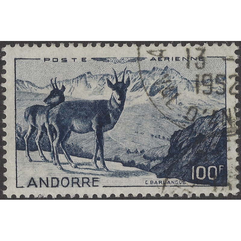 Andorre Français timbre poste aérienne N°1 oblitéré.