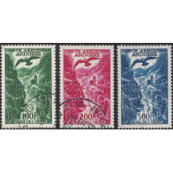 Andorre Français timbres poste aérienne N°2-4 série oblitéré.