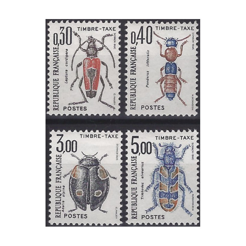 Coléoptères timbres taxe de France N°109-112 série neuf**.
