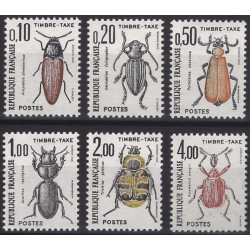 Coléoptères timbres taxe de France N°103-108 série neuf**.