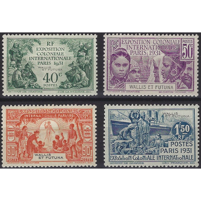Exposition coloniale timbres poste de Wallis et Futuna N°66-69 série neuf*.