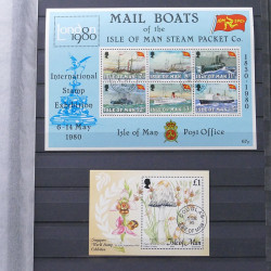 Lot de timbres d'Île de Man oblitérés en un album.