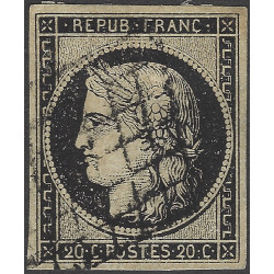 Cérès timbre de France N°3 oblitéré grille.