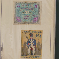 Lot de 50 billets de banque locales allemandes en un album.